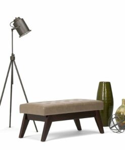 Simpli Home - Draper Mid Century Tufted Ottoman Bench - Ash Blonde