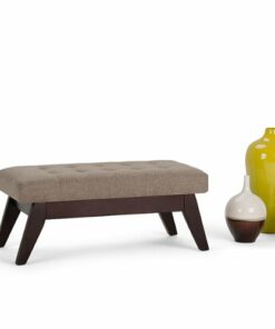 Simpli Home - Draper Mid Century Tufted Ottoman Bench - Fawn Brown