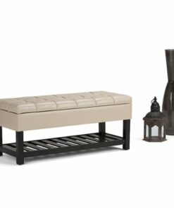 Simpli Home - Saxon Storage Ottoman Bench - Satin Cream