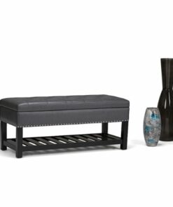 Simpli Home - Lomond Storage Ottoman Bench - Stone Grey