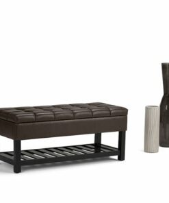 Simpli Home - Saxon Storage Ottoman Bench - Chocolate Brown