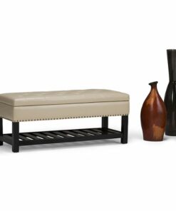 Simpli Home - Lomond Storage Ottoman Bench - Satin Cream