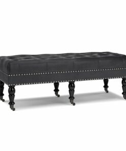 Simpli Home - Henley Tufted Ottoman Bench - Distressed Black