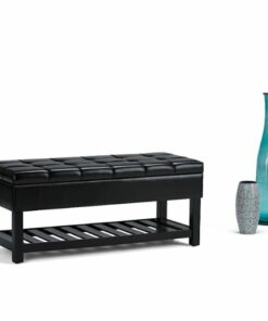 Simpli Home - Saxon Storage Ottoman Bench - Midnight Black