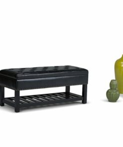 Simpli Home - Lomond Storage Ottoman Bench - Midnight Black