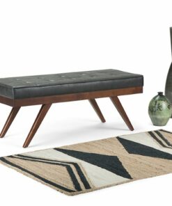 Simpli Home - Pierce Mid Century Ottoman Bench - Distressed Black