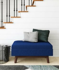 Simpli Home - Owen Small Rectangular Storage Ottoman - Blue