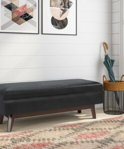 Simpli Home - Owen Rectangular Storage Ottoman - Midnight Black