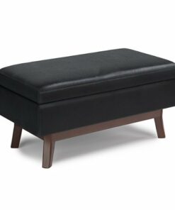 Simpli Home - Owen Small Rectangular Storage Ottoman - Midnight Black
