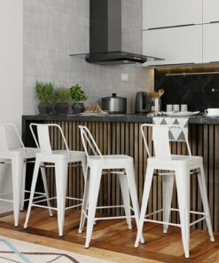 Simpli Home - Rayne Metal Counter Height Stool (Set of 4) - White