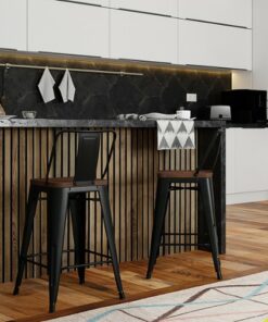Simpli Home - Rayne Metal and Wood Counter Height Stool (Set of 2) - Black