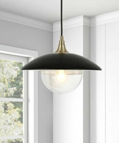 Camden&Wells - Alvia Clear Glass Pendant - Matte Black/Brass