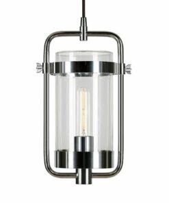 Camden&Wells - Orion Industrial Clear Glass Pendant - Polished Nickel