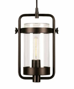 Camden&Wells - Orion Industrial Clear Glass Pendant - Blackened Bronze