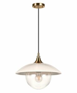 Camden&Wells - Alvia Clear Glass Pendant - Pearled White/Brass