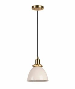 Camden&Wells - Madison 8" Metal Pendant - Pearled White/Brass