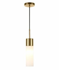 Camden&Wells - Lance White Milk Glass Pendant - Brass