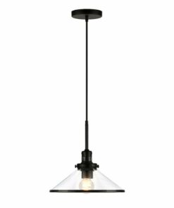 Camden&Wells - Milo Clear Glass Pendant - Blackened Bronze