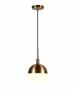Camden&Wells - Orb Small Globe Frosted Glass Pendant - Brass