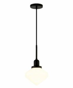 Camden&Wells - Zariza White Milk Glass Pendant - Blackened Bronze
