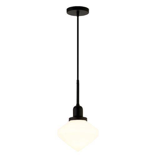 Camden&Wells - Zariza White Milk Glass Pendant - Blackened Bronze
