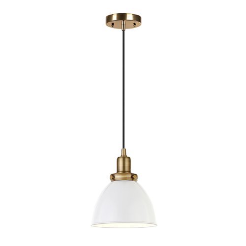 Camden&Wells - Madison 8" Metal Pendant - White/Brass