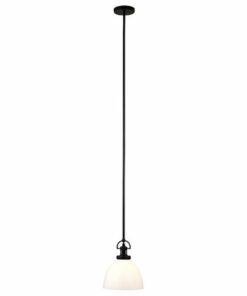 Camden&Wells - Rockwell White Milk Glass Pendant - Blackened Bronze