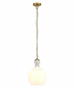 Camden&Wells - Verona 11" White Milk Glass Pendant - Brushed Brass