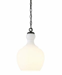 Camden&Wells - Verona 7" White Milk Glass Pendant - Blackened Bronze
