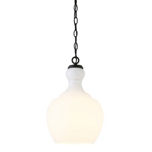 Camden&Wells - Verona 7" White Milk Glass Pendant - Blackened Bronze