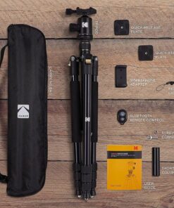 Kodak - Photo Gear 63" Tripod and Monopod with 360° Ball Head - Premium Professional 2-in-1 Aluminum Camera Stand - Black