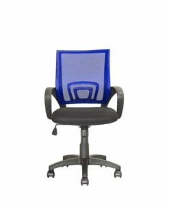 CorLiving - Workspace 5-Pointed Star Mesh Linen Fabric Chair - Navy Blue