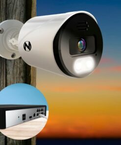 Night Owl - 8-Channel, 6-camera Indoor/Outdoor Wired 4K Ultra HD 2TB NVR Spotlight Surveillance System - White
