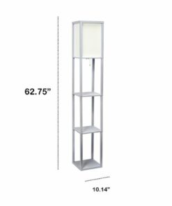 Lalia Home - Column Shelf 1400lm Floor Lamp with Linen Shade - GRAY