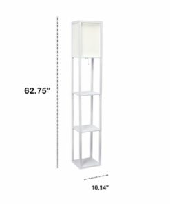 Lalia Home - Column Shelf 1400lm Floor Lamp with Linen Shade - WHITE