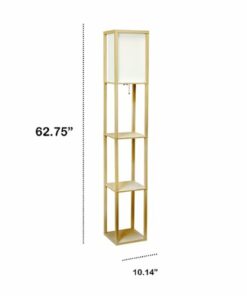Lalia Home - Column Shelf 1400lm Floor Lamp with Linen Shade - TAN