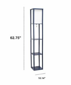 Lalia Home - Column Shelf 1400lm Floor Lamp with Linen Shade - NAVY