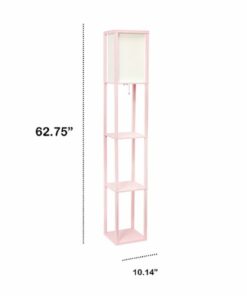 Lalia Home - Column Shelf 1400lm Floor Lamp with Linen Shade - LIGHT PINK