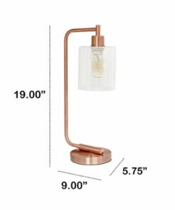Lalia Home - Modern Iron 450lm Desk Lamp with Glass Shade - Rose Gold