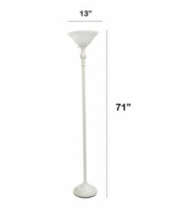 Lalia Home - Classic 1 Light Torchiere 1400lm Floor Lamp with Marbleized Glass Shade - White/White Shade