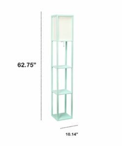 Lalia Home - Column Shelf 1400lm Floor Lamp with Linen Shade - AQUA