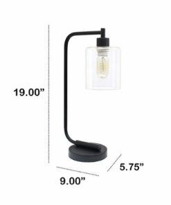 Lalia Home - Modern Iron 450lm Desk Lamp with Glass Shade - Black
