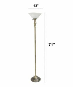 Lalia Home - Classic 1 Light Torchiere 1400lm Floor Lamp with Marbleized Glass Shade - Antique Brass