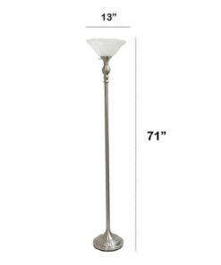 Lalia Home - Classic 1 Light Torchiere 1400lm Floor Lamp with Marbleized Glass Shade - Brushed Nickel