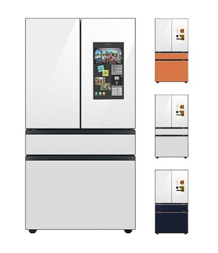 Samsung - Bespoke 23 cu. ft. Counter Depth 4-Door French Door Refrigerator with Family Hub - Custom Panel Ready
