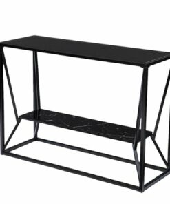 SEI Furniture - Argall Long Glass-Top Console Table - Black finish
