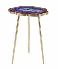 SEI Furniture - Norcova Accent Table - Purple faux agate and gold finish