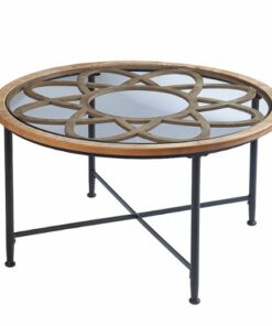 SEI Furniture - Melvoir Glass-Top Cocktail Table - Black and natural finish