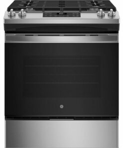 GE - 5.3 Cu. Ft. Slide-In Gas Range with Steam Cleaning - Matte Black