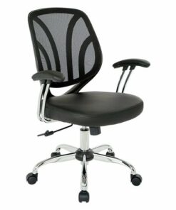 OSP Home Furnishings - Screen Back Task Chair with Faux Leather Seat - Black
